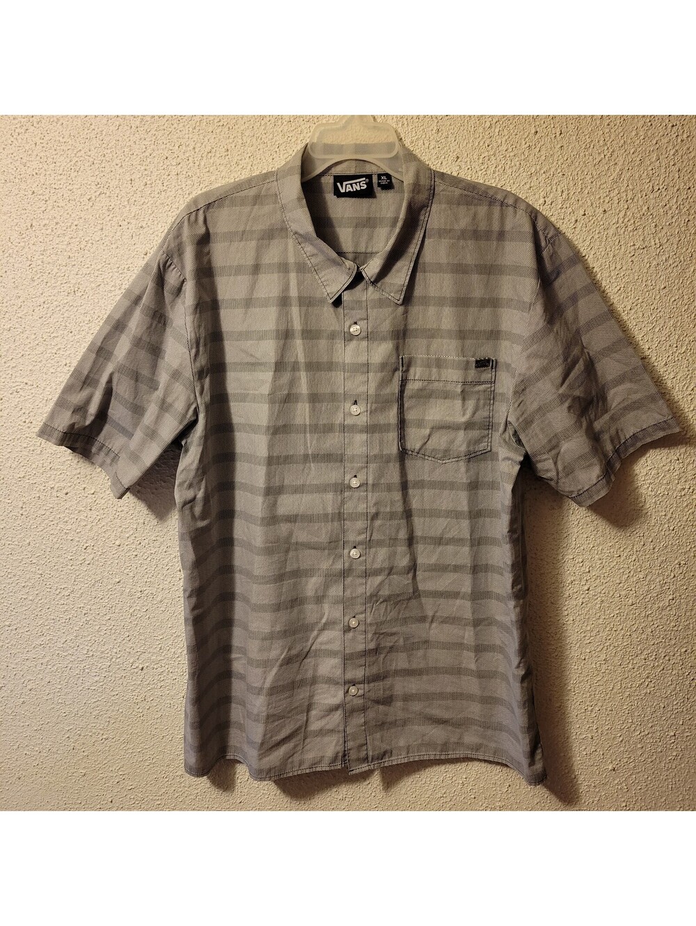 VANS Men's Black Cross Hatch-B S/S Woven Shirt Size XL